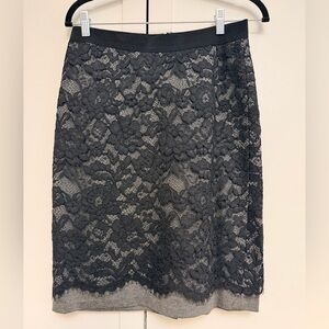 (1) LOFT Black Lace Pencil Skirt with Scalloped Hem